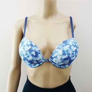 VS PINK Wear Everywhere Super Push up Blue Tie Dye Bra (34B) EUC
